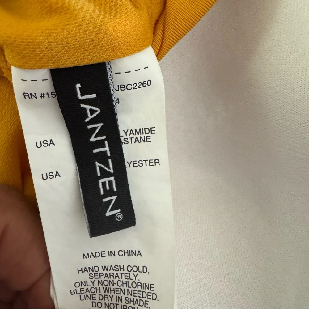 Jantzen Surplice One Piece Swimsuit in Marigold Yellow Size 14 - Picture 6 of 6